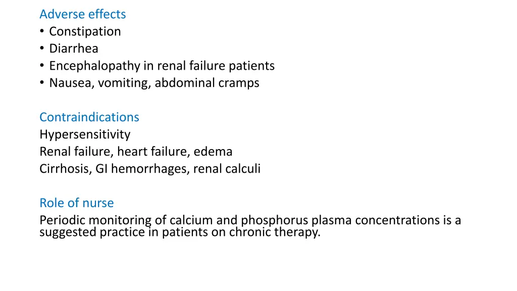 adverse effects constipation diarrhea