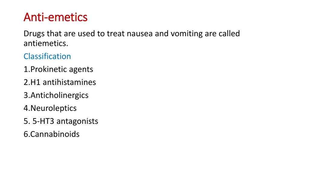 anti anti emetics emetics