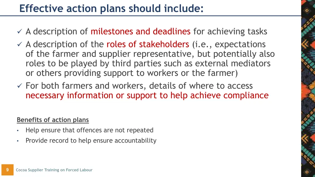 effective action plans should include