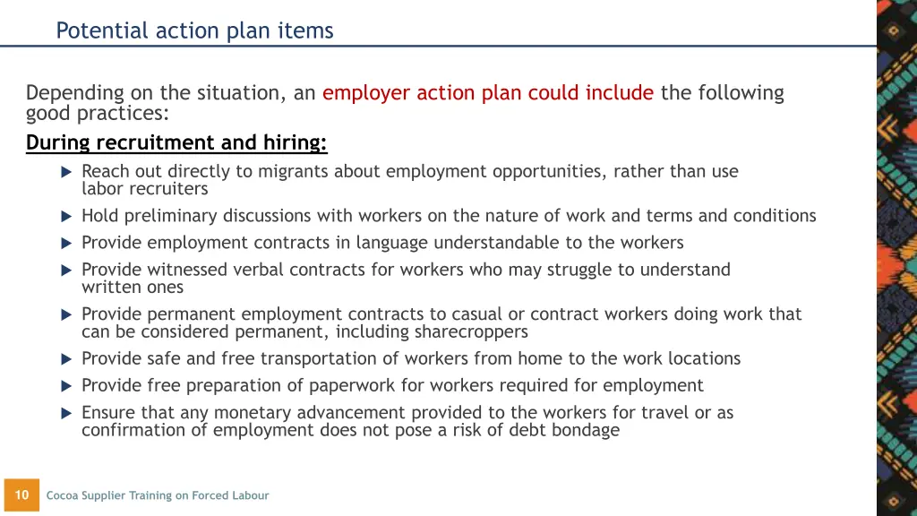 potential action plan items