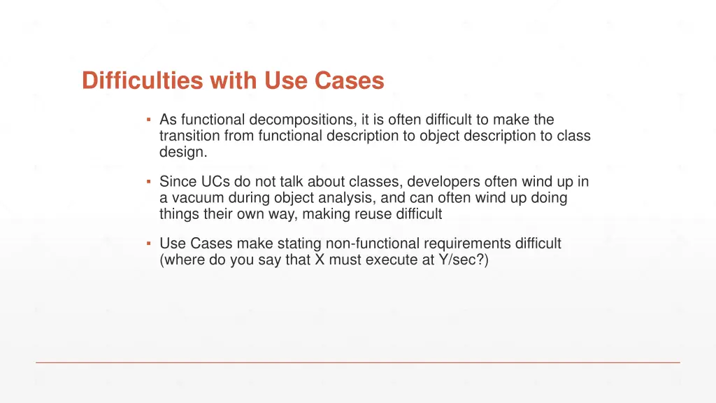 difficulties with use cases