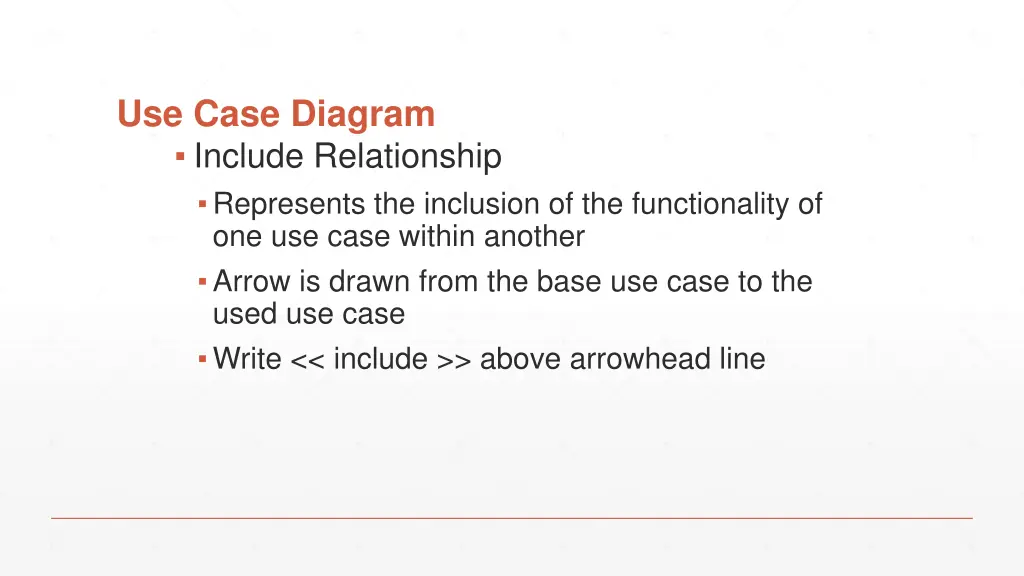 use case diagram include relationship represents