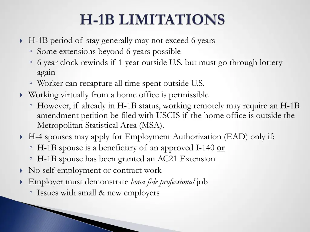 h 1b period of stay generally may not exceed