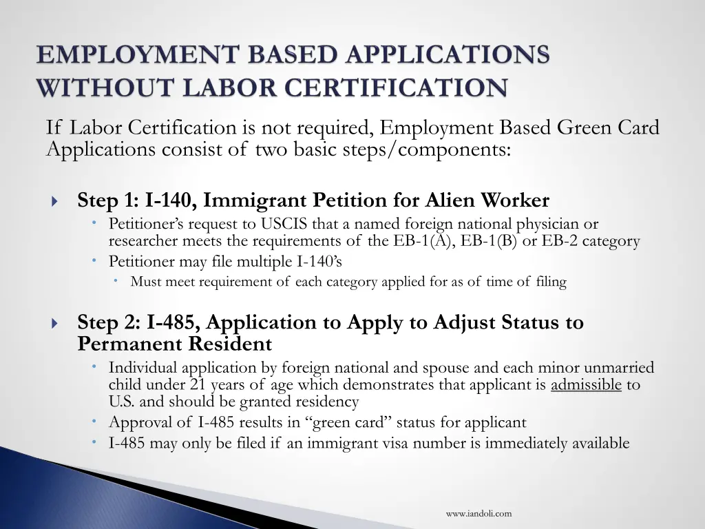 if labor certification is not required employment