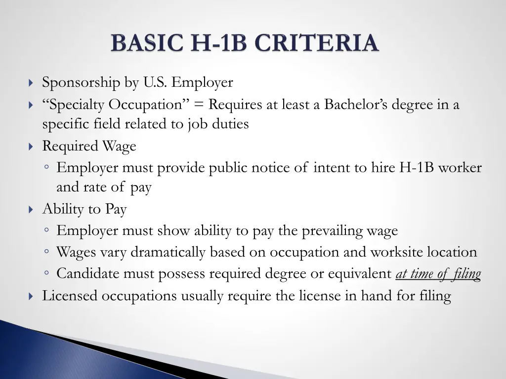 sponsorship by u s employer specialty occupation