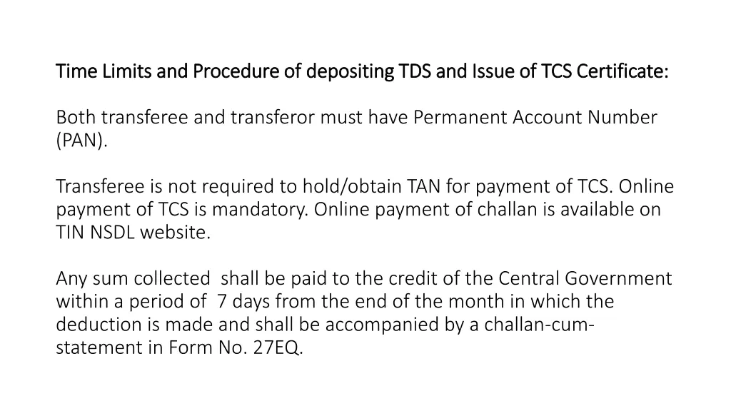 time limits and procedure of depositing