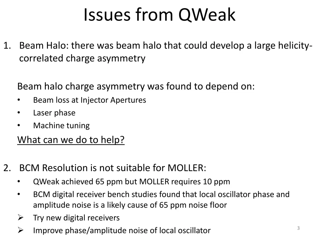issues from qweak