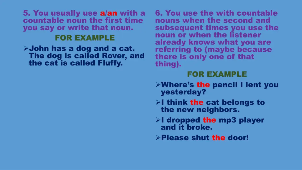 5 you usually use a an with a countable noun