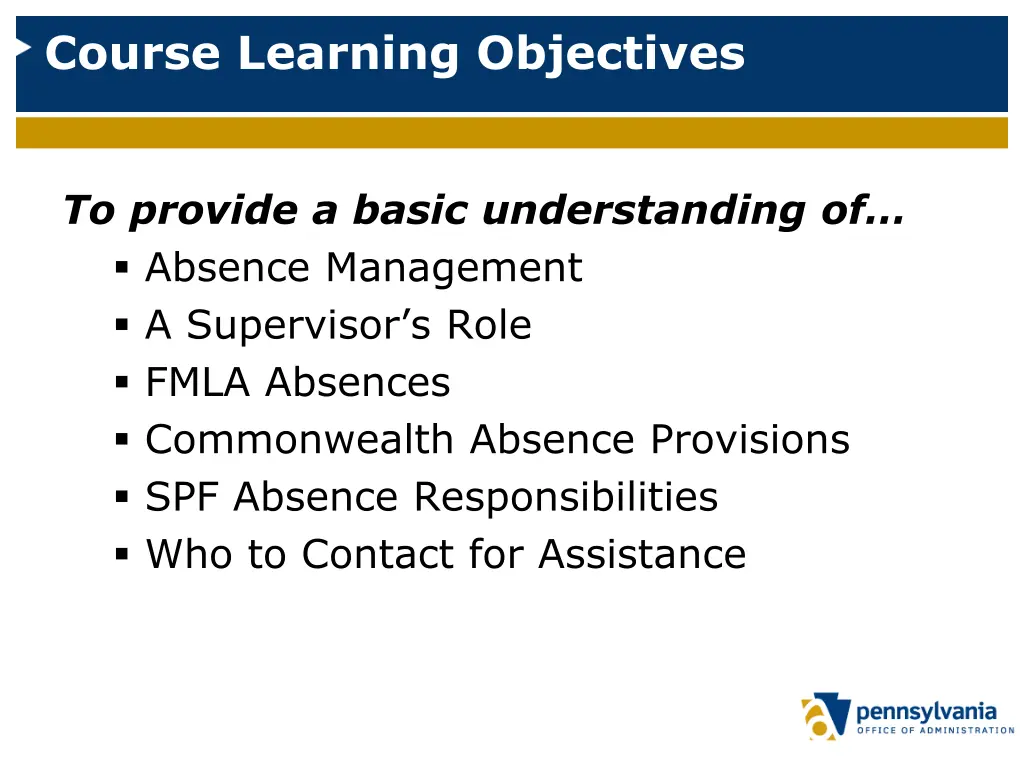 course learning objectives