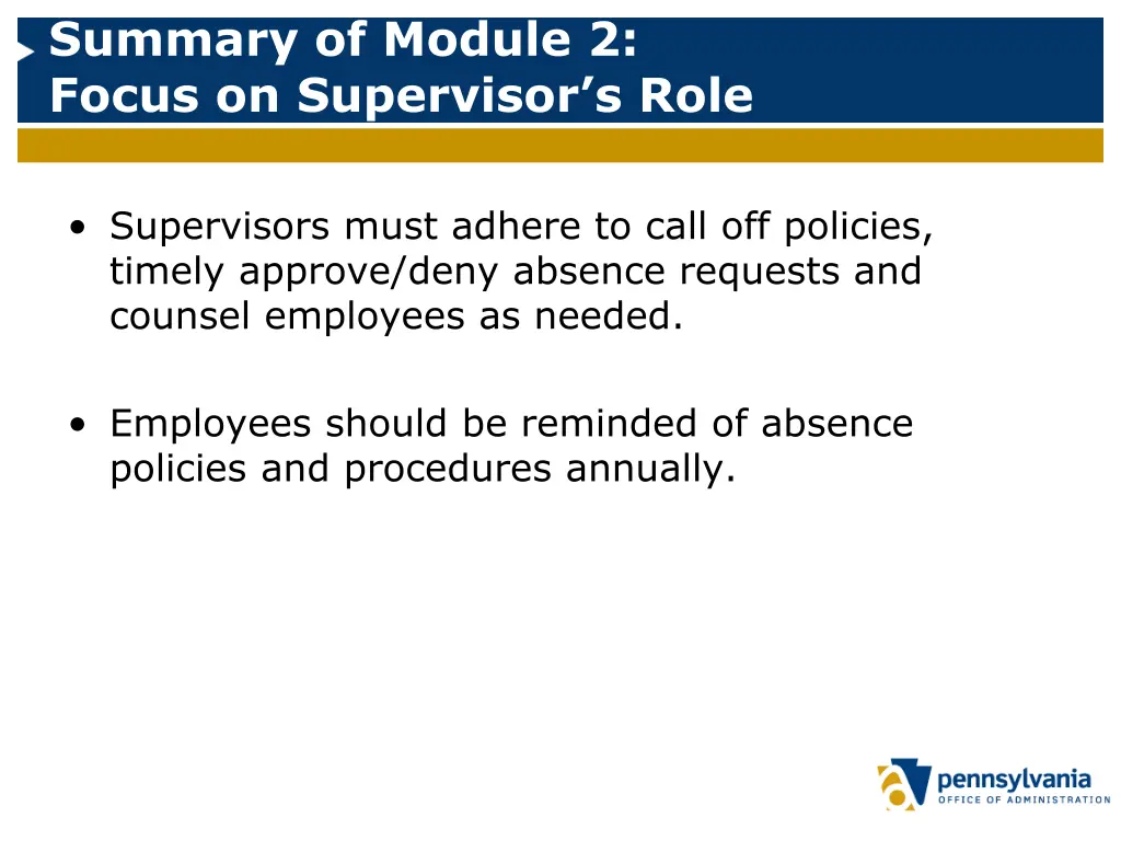 summary of module 2 focus on supervisor s role
