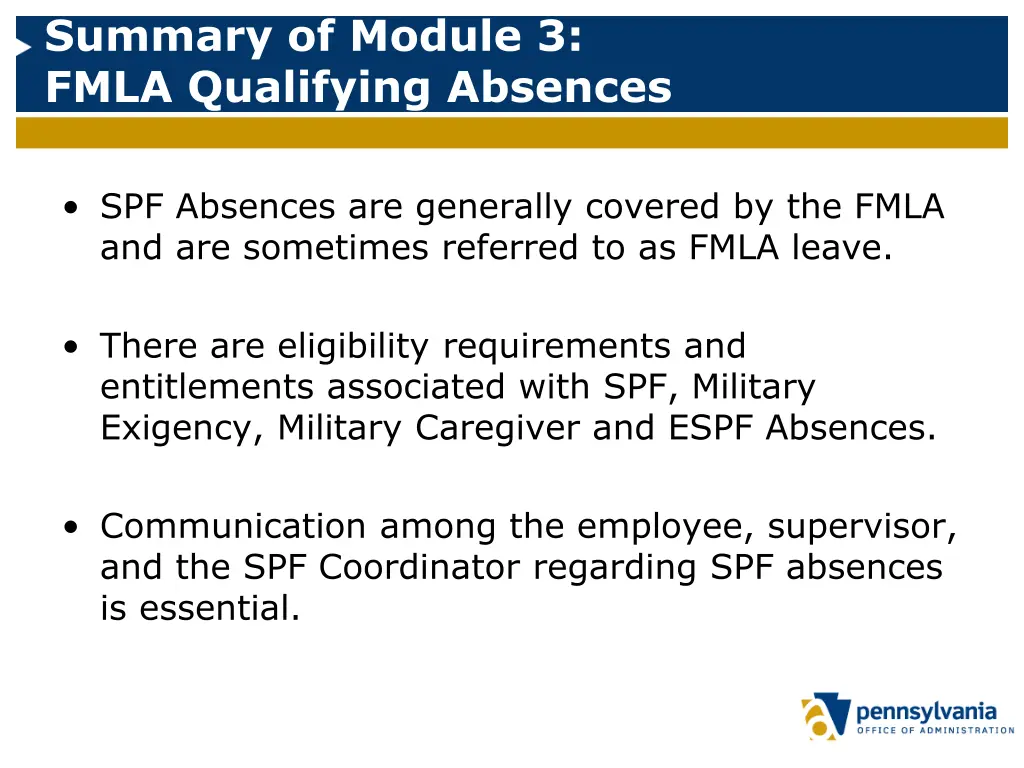 summary of module 3 fmla qualifying absences