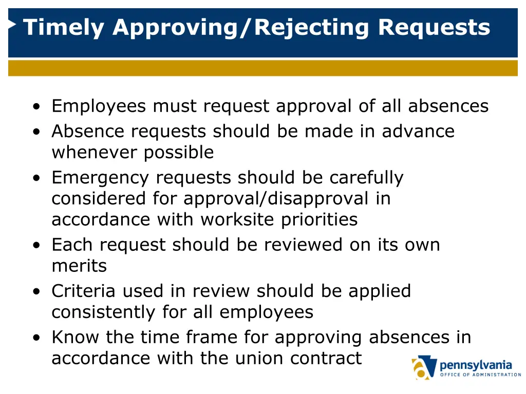 timely approving rejecting requests