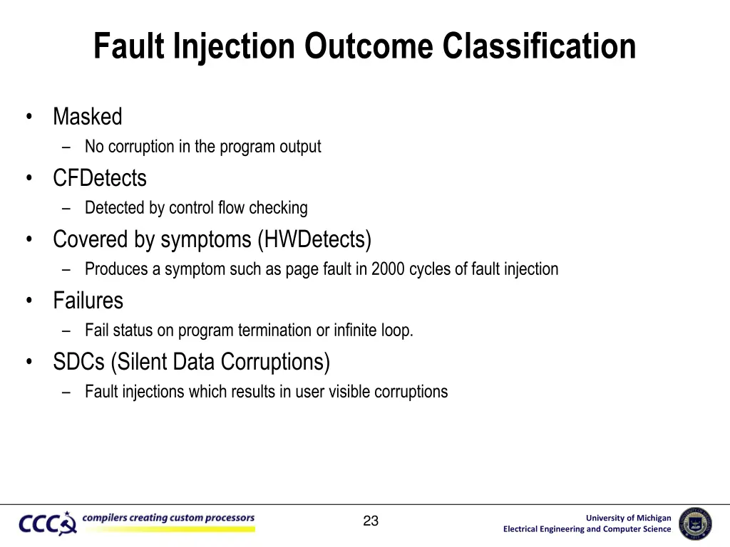 fault injection outcome classification
