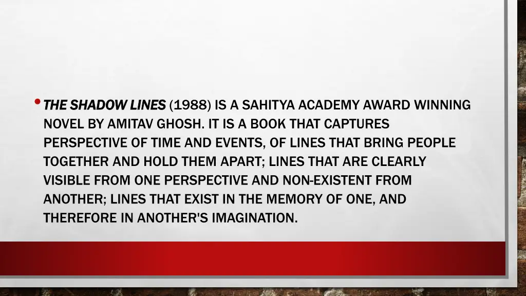 the shadow lines the shadow lines 1988