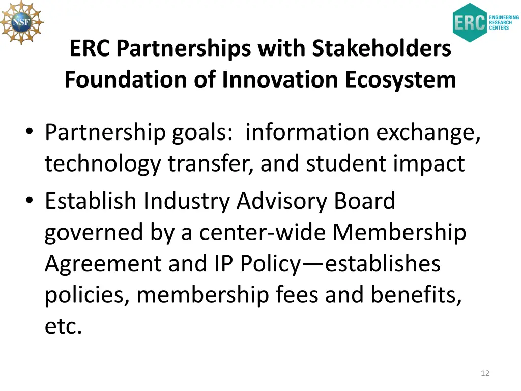 erc partnerships with stakeholders foundation