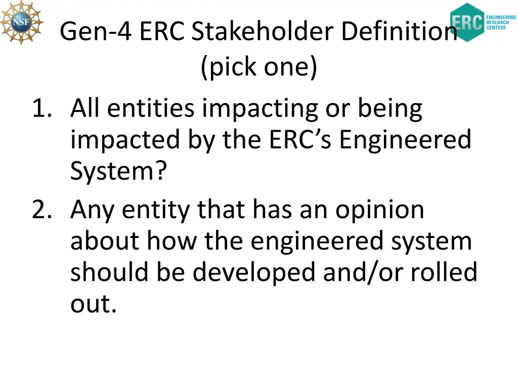gen 4 erc stakeholder definition pick