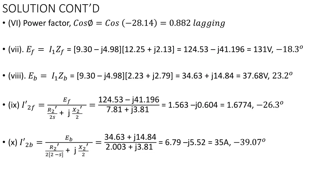 solution cont d vi power factor 28 14 0 882