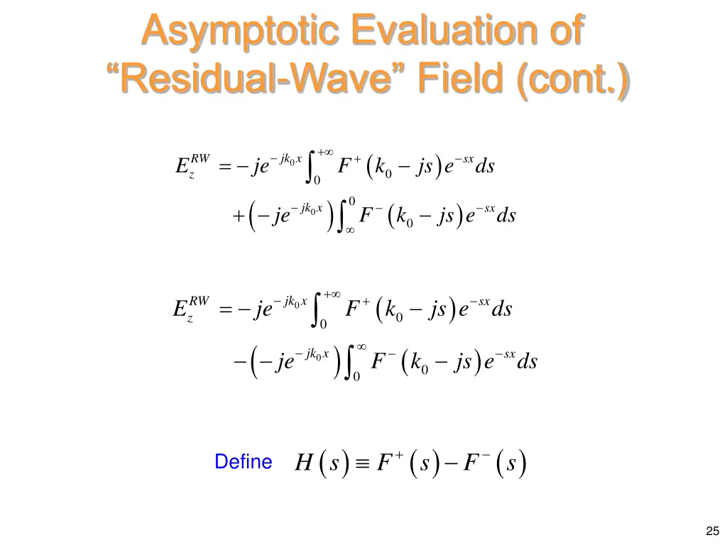 asymptotic evaluation of residual wave field cont