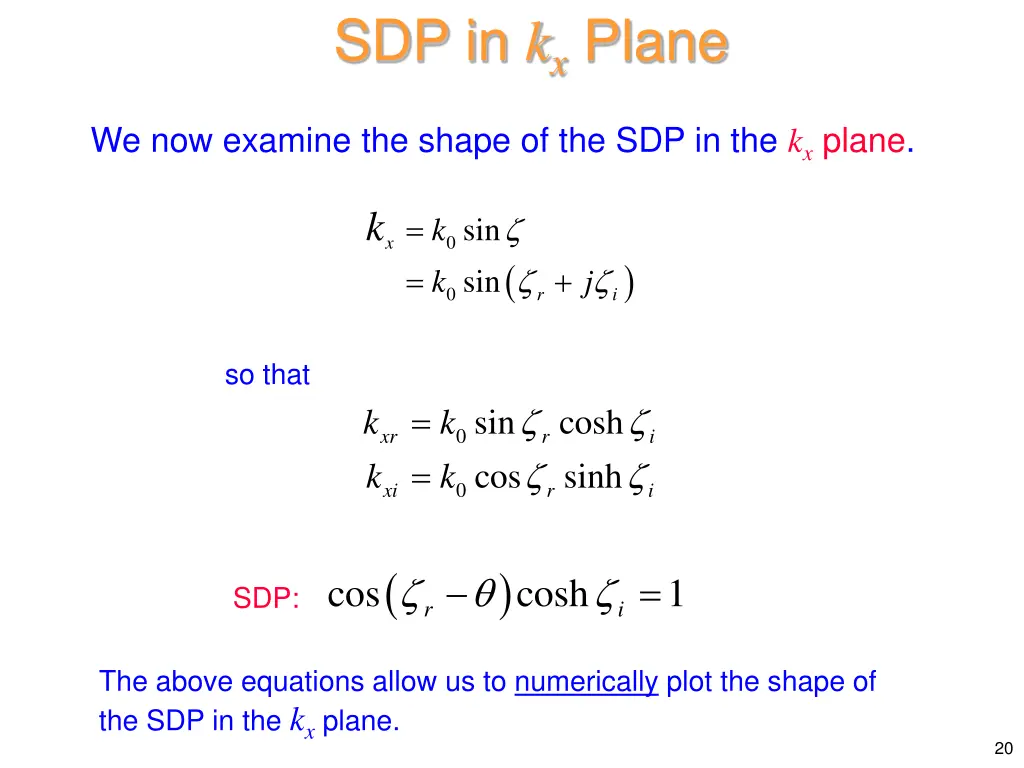 sdp in k x plane