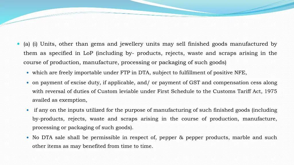 a i units other than gems and jewellery units