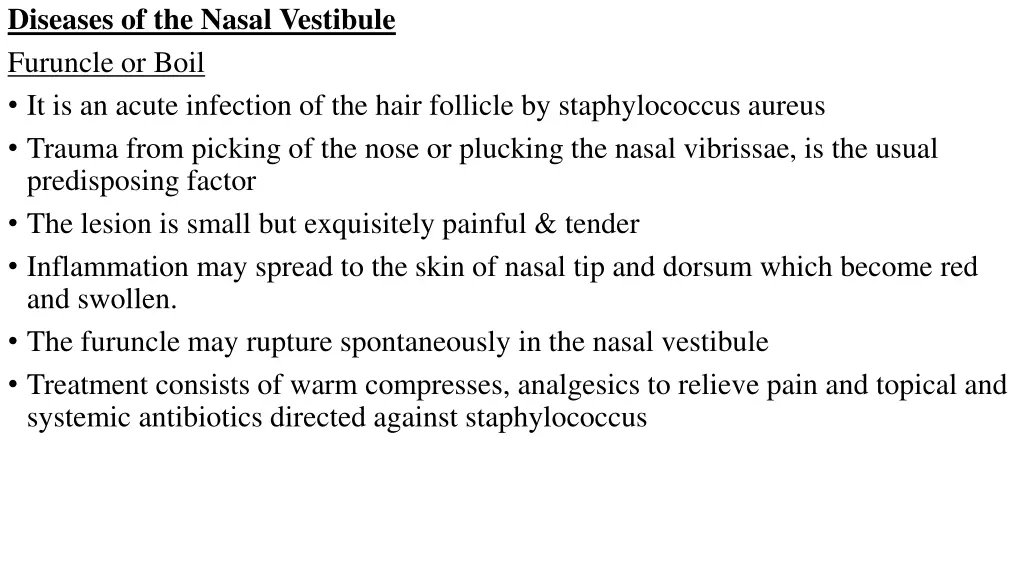 diseases of the nasal vestibule furuncle or boil