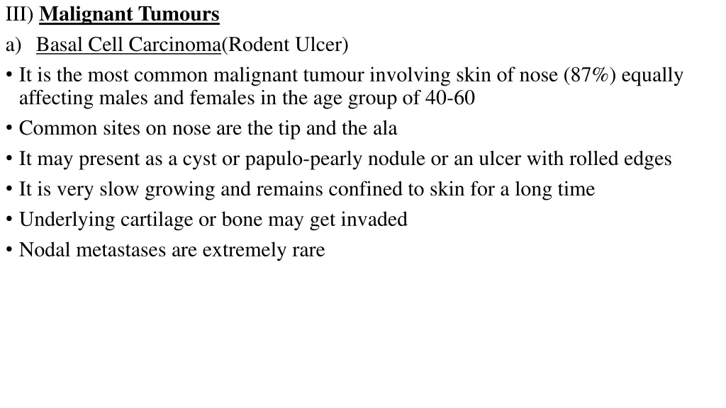 iii malignant tumours a basal cell carcinoma