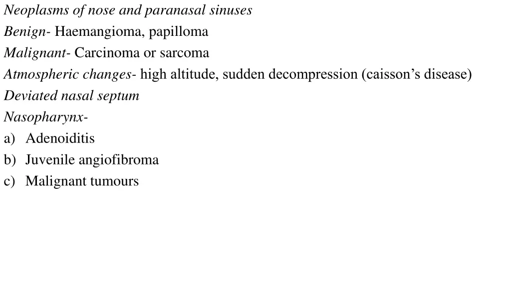 neoplasms of nose and paranasal sinuses benign