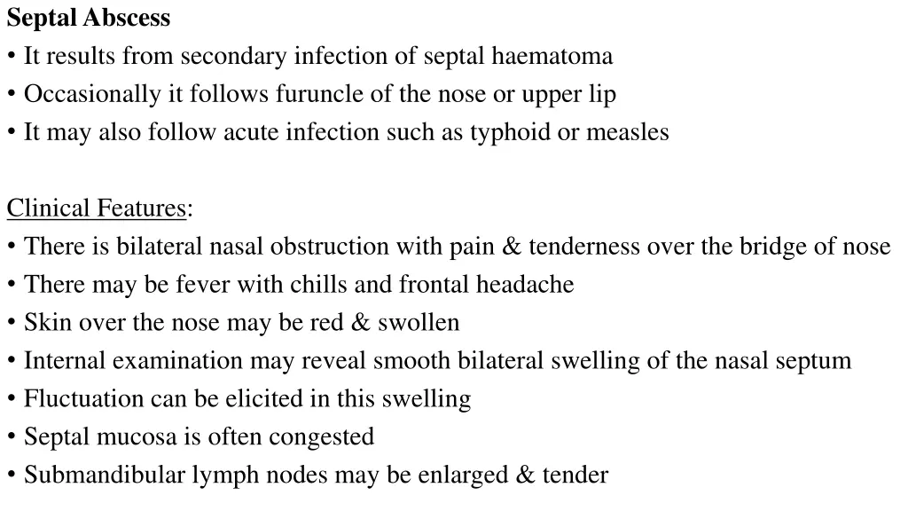 septal abscess it results from secondary