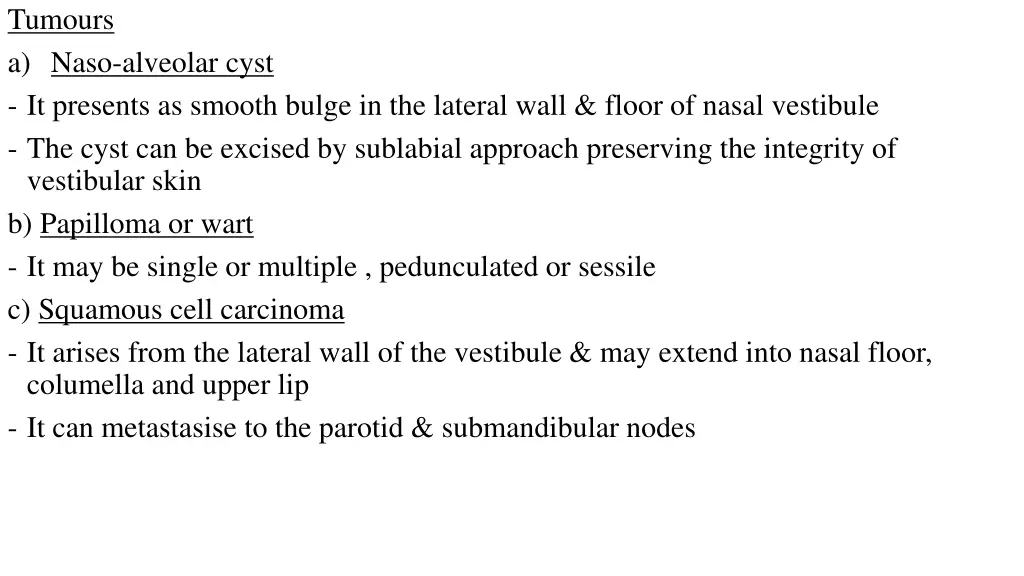 tumours a naso alveolar cyst it presents