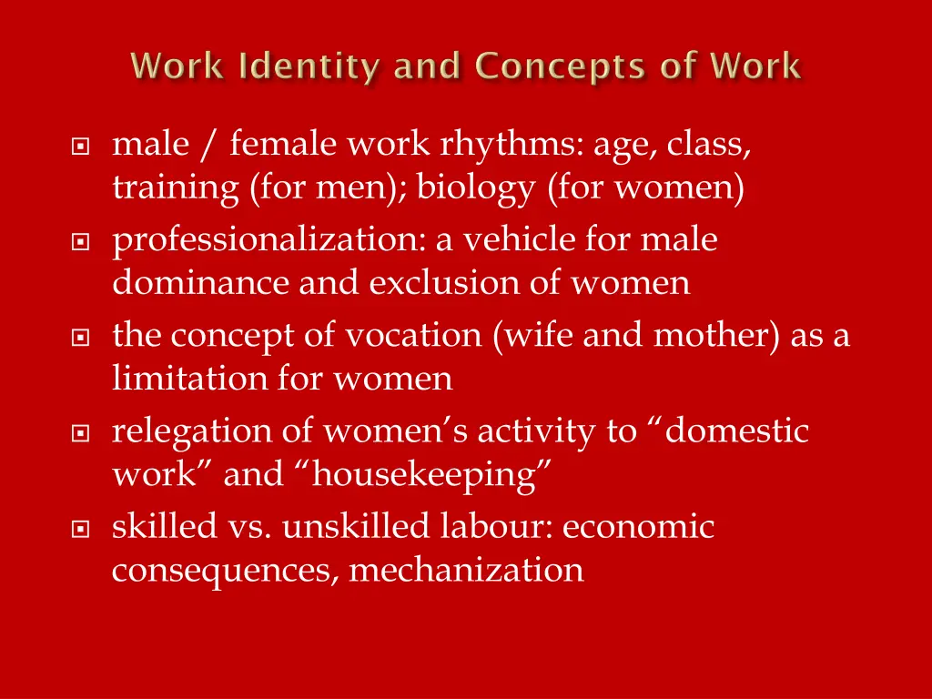 male female work rhythms age class training