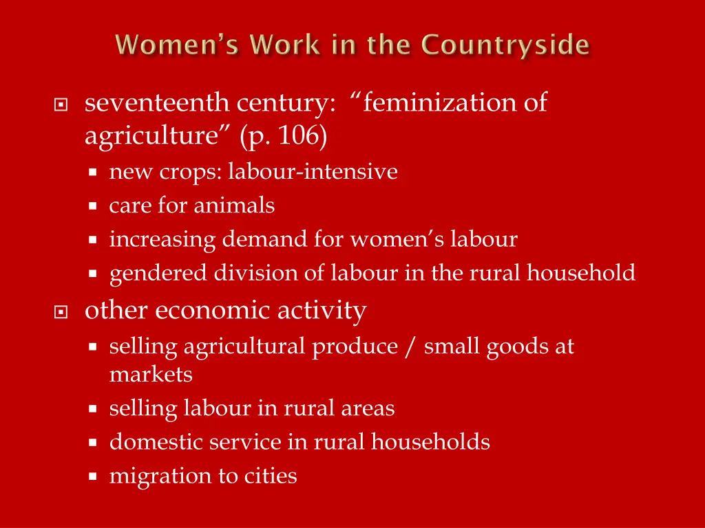 seventeenth century feminization of agriculture