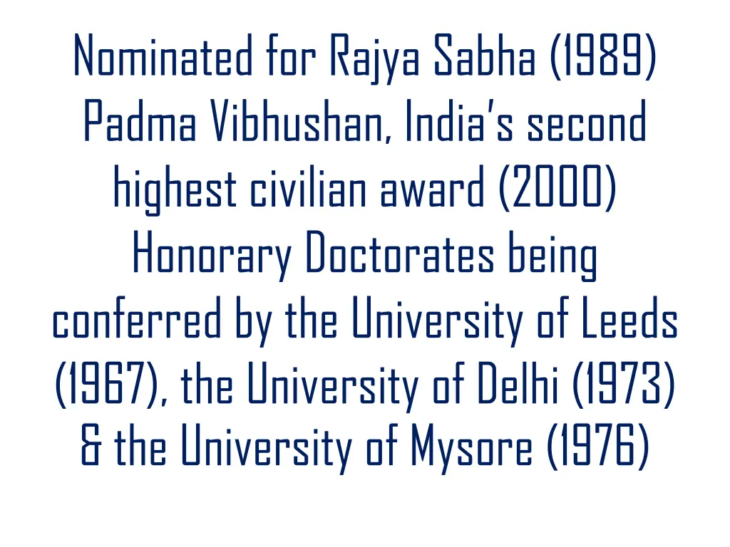 nominated for rajyasabha 1989 padmavibhushan