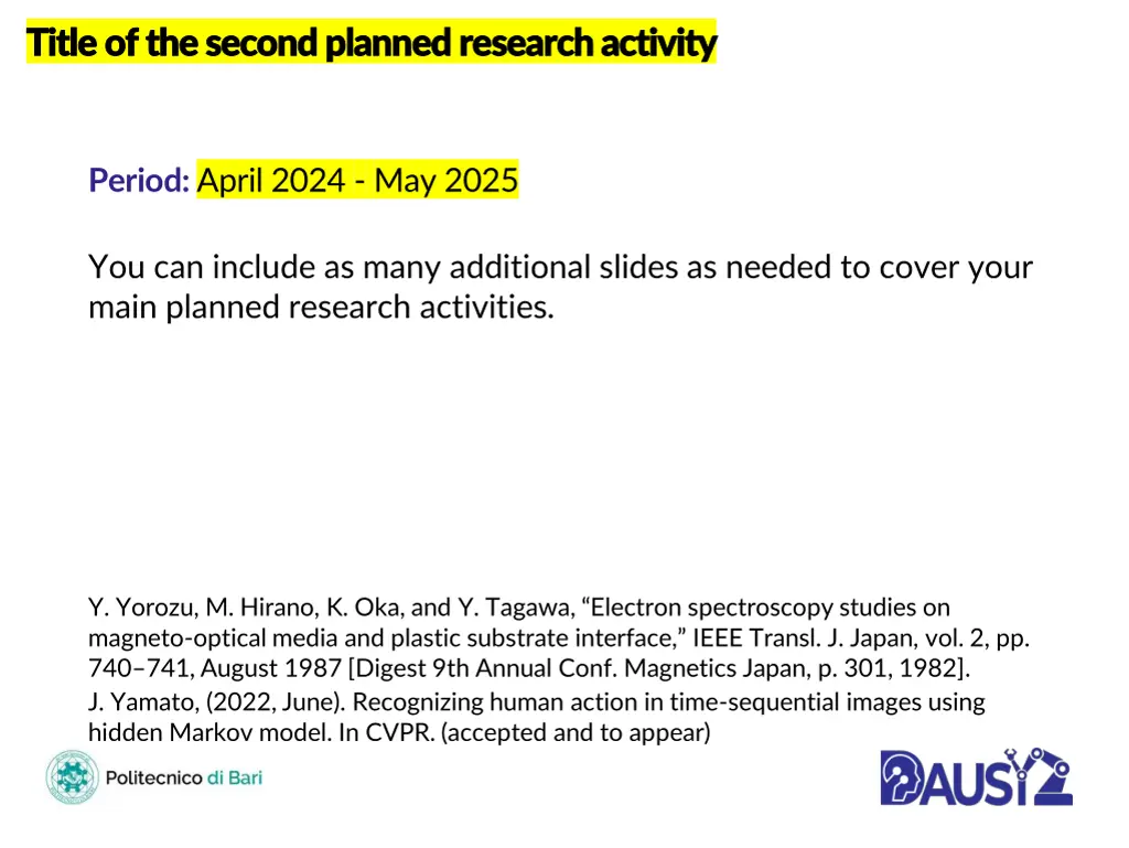title of the second planned research activity