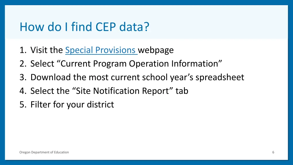 how do i find cep data