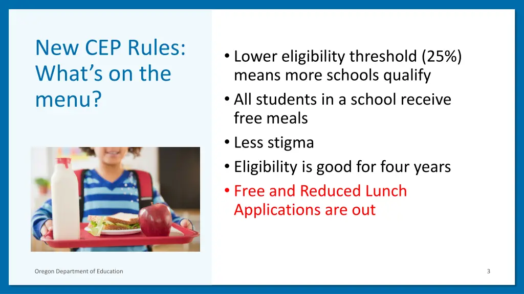 new cep rules what s on the menu