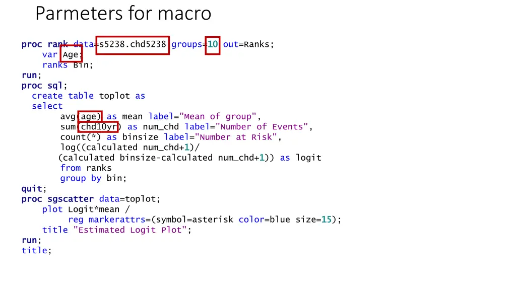 parmeters for macro