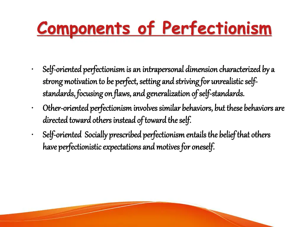 components of perfectionism