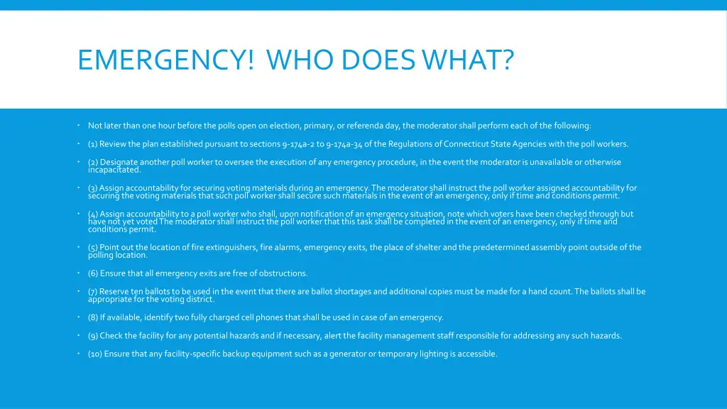emergency who does what