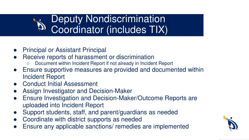 deputy nondiscrimination coordinator includes tix