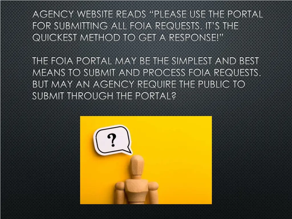 agency website reads please use the portal
