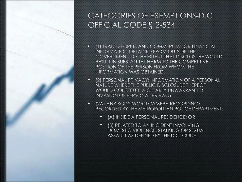 categories of exemptions d c official code 2 534