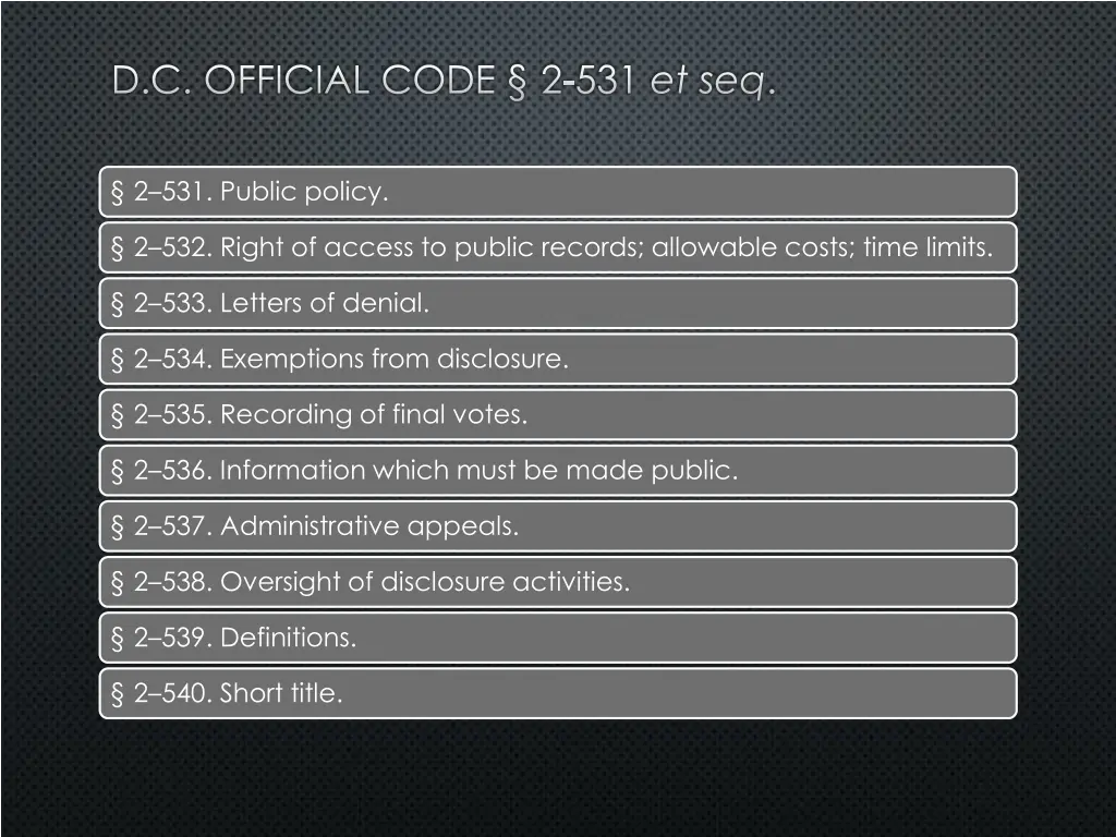 d c official code 2 531 et seq