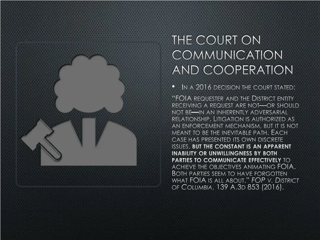 the court on communication and cooperation