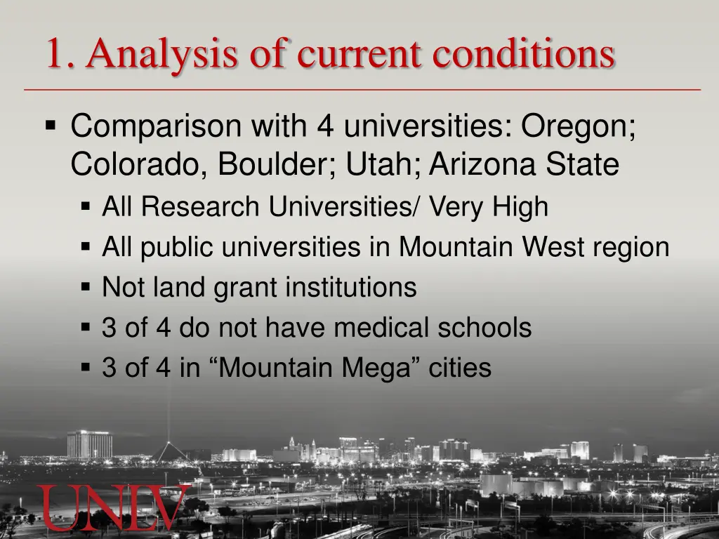 1 analysis of current conditions