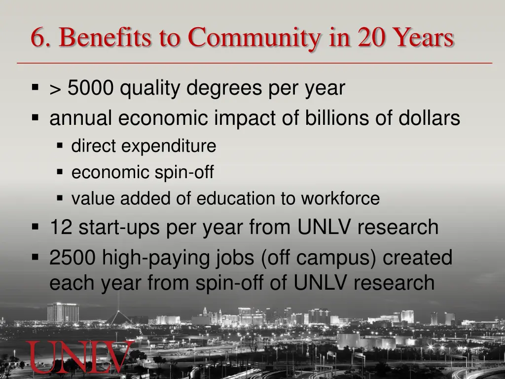 6 benefits to community in 20 years
