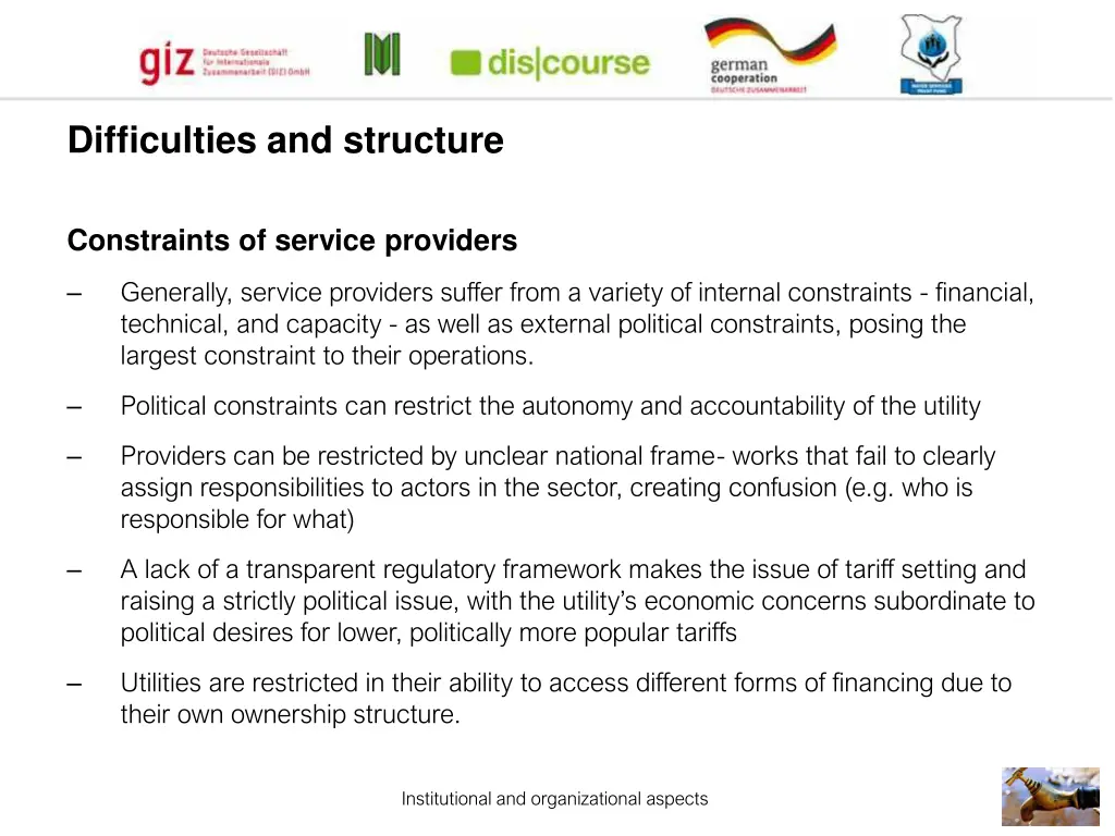 difficulties and structure
