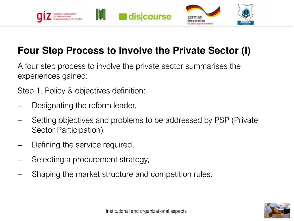 four step process to involve the private sector i