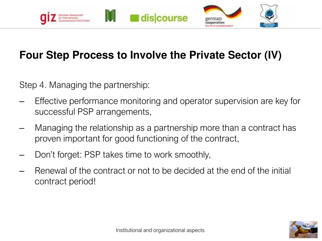 four step process to involve the private sector iv