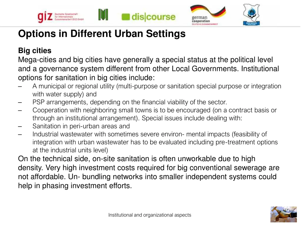 options in different urban settings