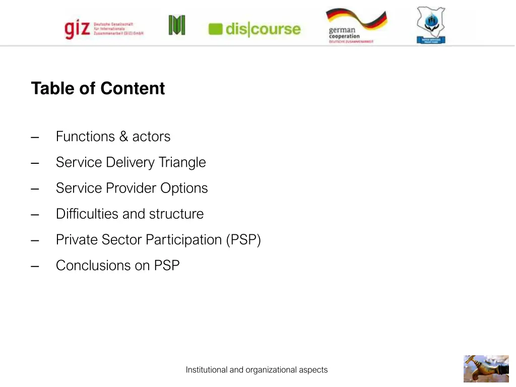 table of content